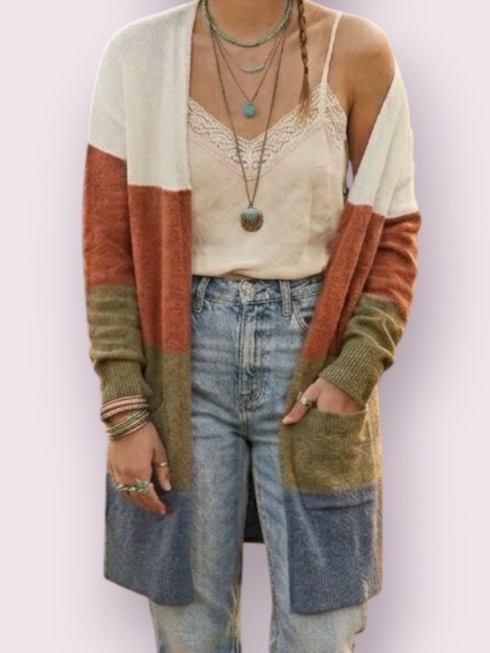 Madewell Kent Stripe Cardigan Sweater Longline Open Front Color Block Size Small